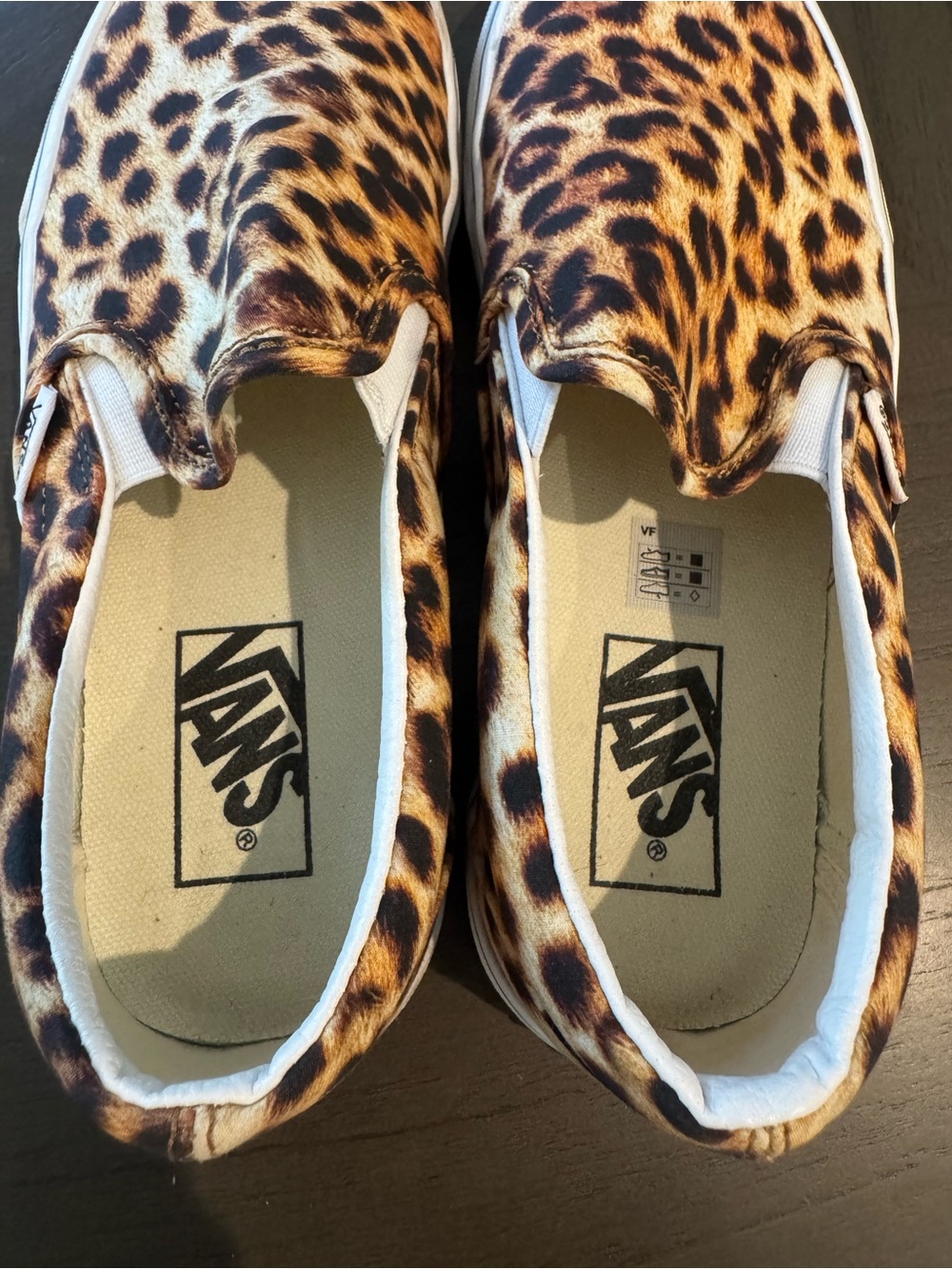 Vans Women’s Slip-On Sneakers in Leopard Print White and Black - Picture 5 of 9